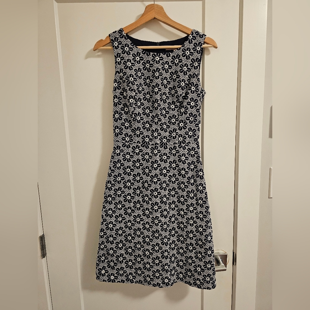 Navy blue and white above the knee dress